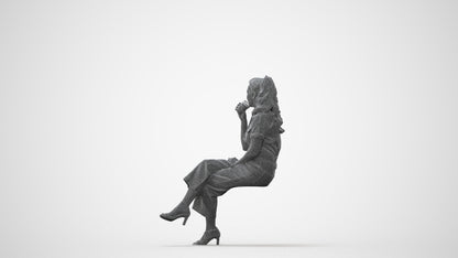 3D scanned woman sitting formal, photorealistic archviz people for Enscape and SketchUp, square thumbnail