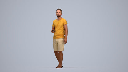 3D scanned man walking, photorealistic archviz people for Enscape and SketchUp, top-down view render