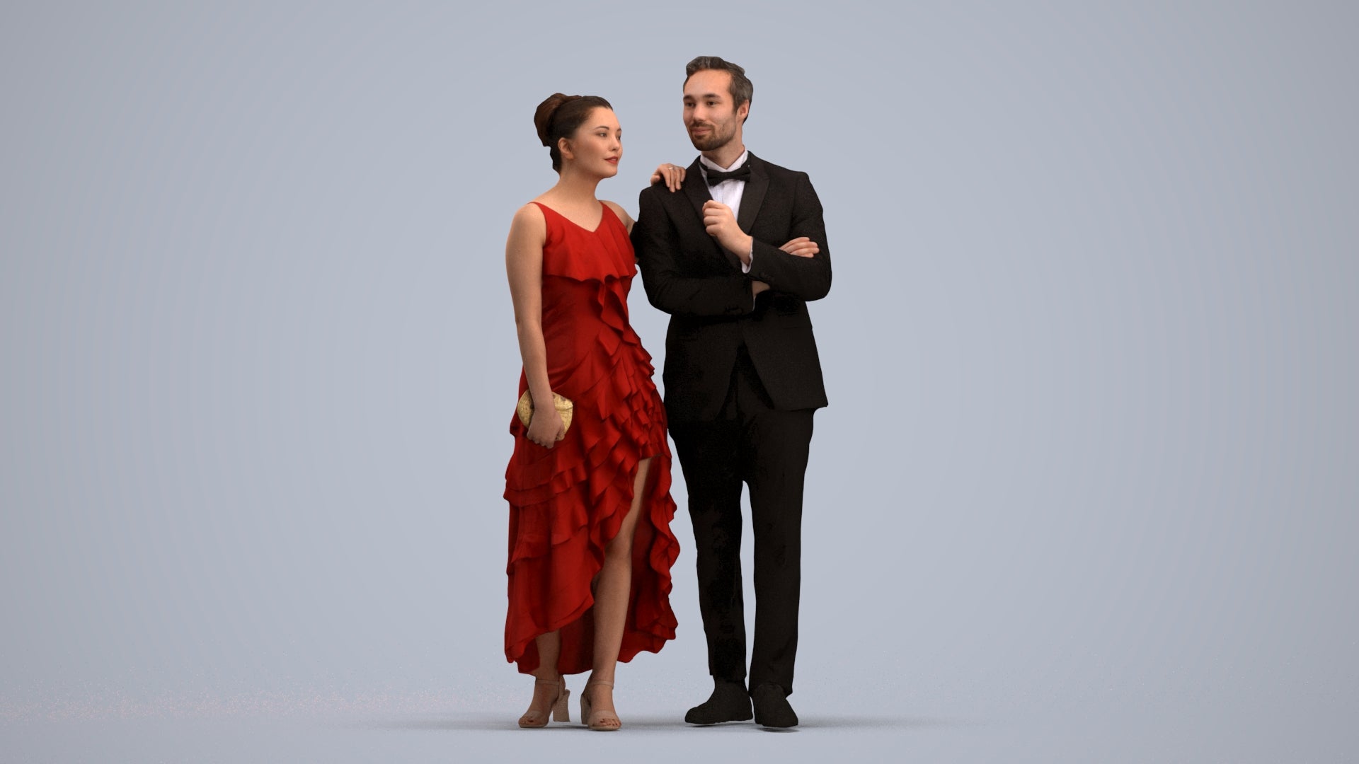 3D human model woman formal formalaffairs, photogrammetry scanned person for archviz, standing pose render