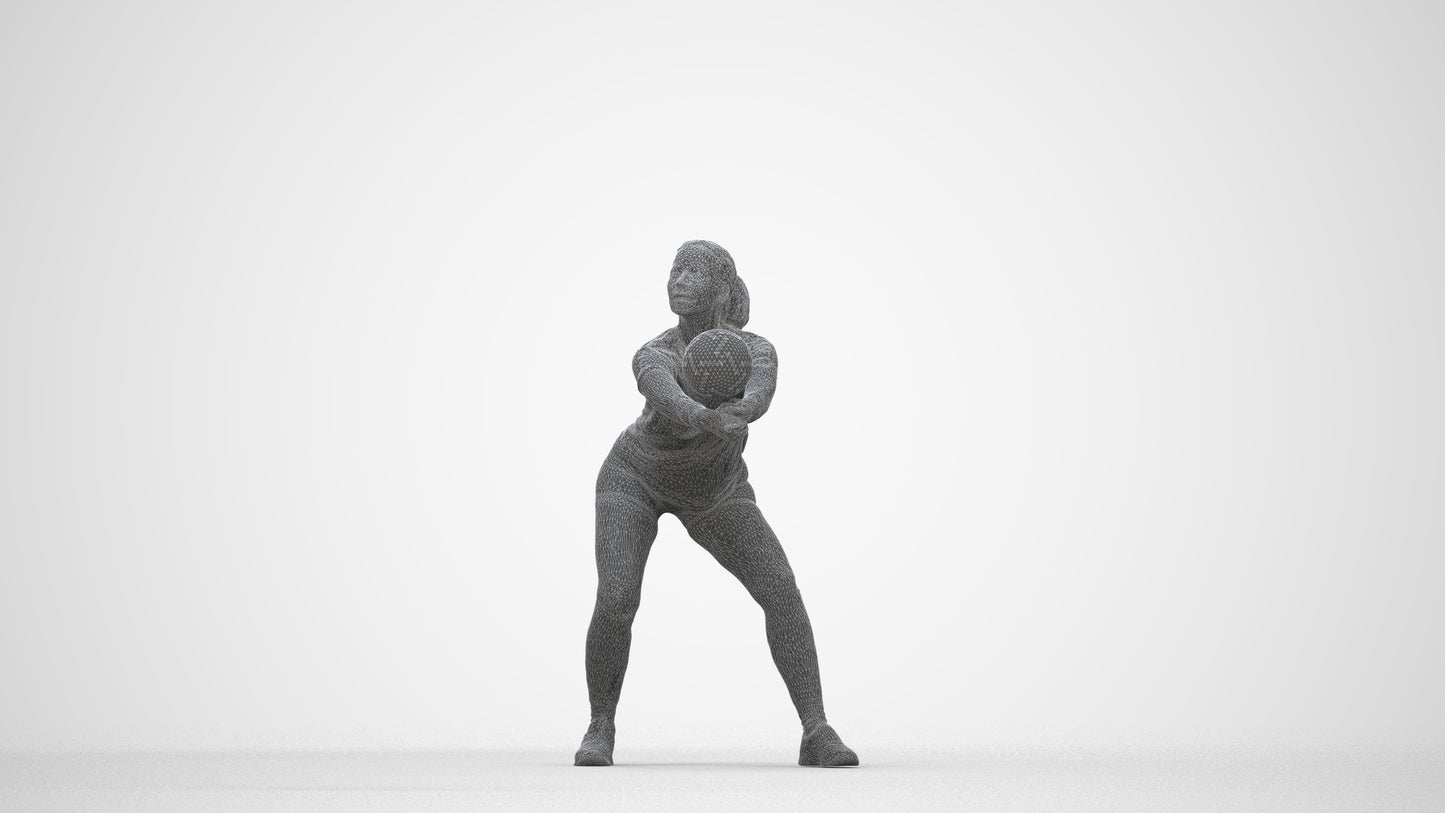 3D scanned woman sport, photorealistic archviz people for Enscape and SketchUp, wireframe back view