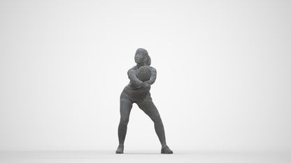 3D scanned woman sport, photorealistic archviz people for Enscape and SketchUp, wireframe back view