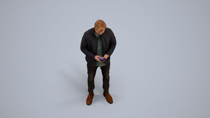 realistic 3D people man casual standing, render-ready for V-Ray and Corona, FBX OBJ, back view render