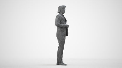 photogrammetry 3D man business, realistic human model archviz FBX, wireframe side view