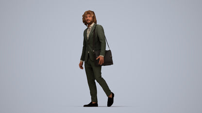 realistic 3D man business walking, scanned archviz people for Blender and 3ds Max, top-down view render