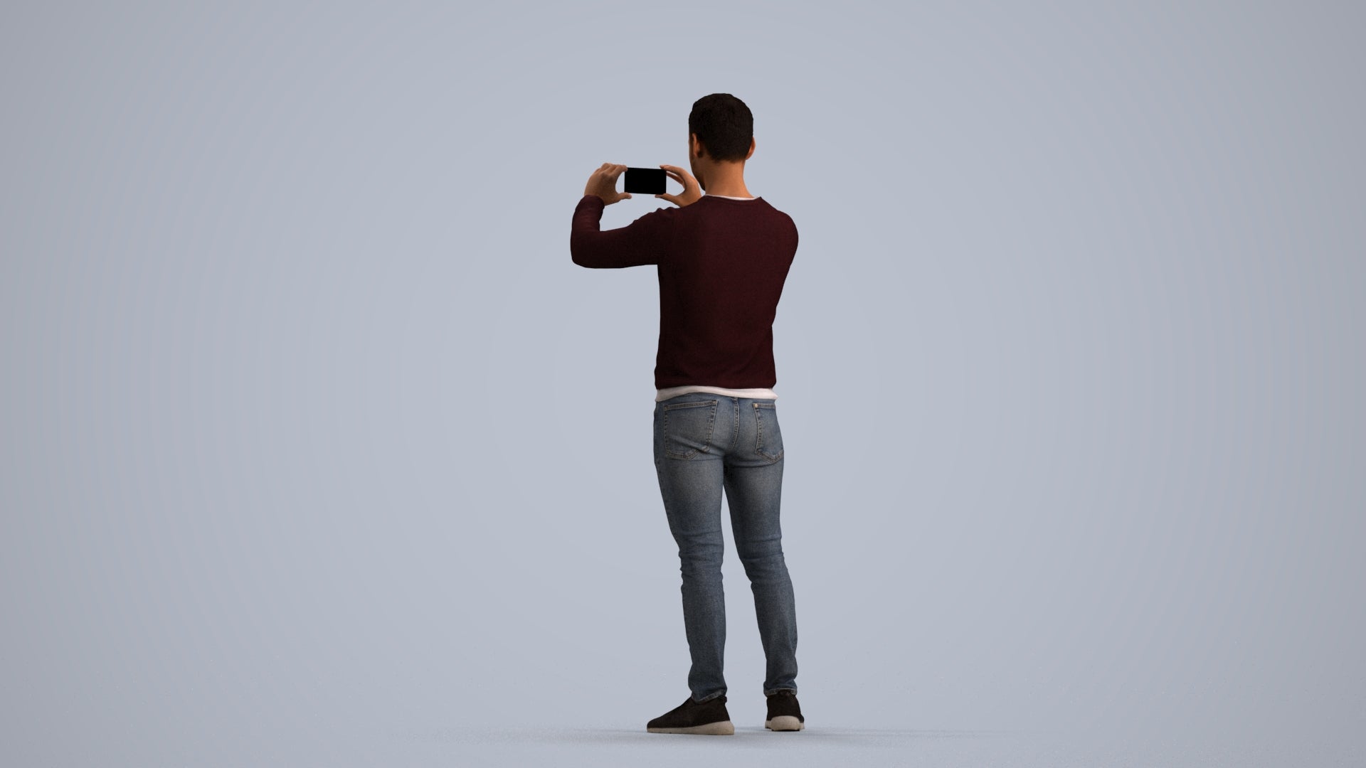 3D people model man casual standing, scanned human for 3ds Max rendering, front view render