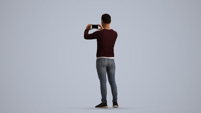 3D people model man casual standing, scanned human for 3ds Max rendering, front view render