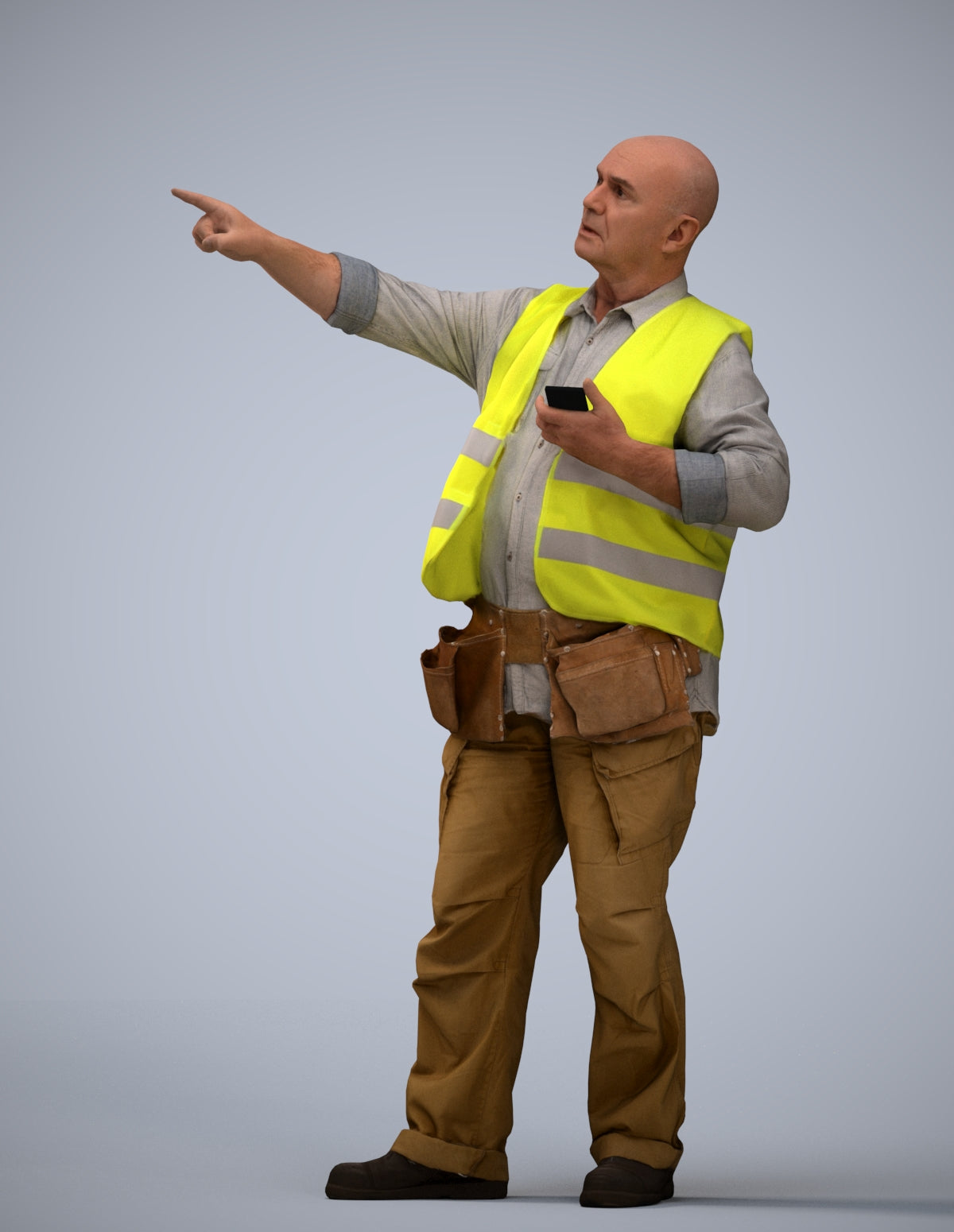 realistic 3D senior man standing, scanned archviz people for Blender and 3ds Max