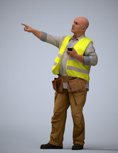 realistic 3D senior man standing, scanned archviz people for Blender and 3ds Max