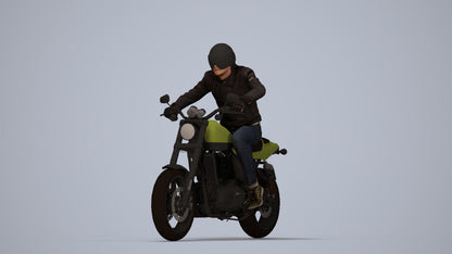 3D people model man casual cycling, scanned human for 3ds Max rendering, top-down view render