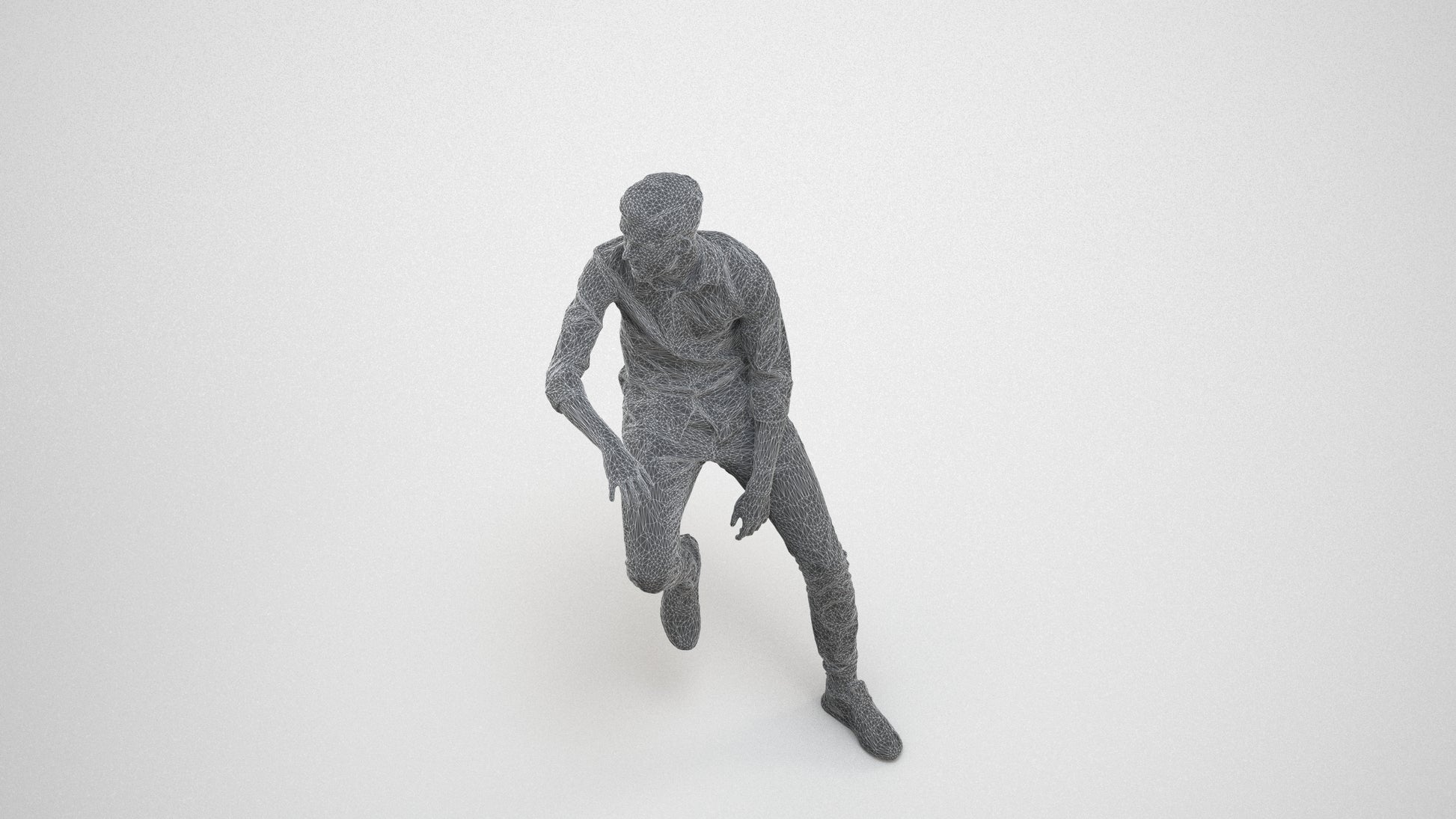 realistic 3D people man casual sitting, render-ready for V-Ray and Corona, FBX OBJ, wireframe three-quarter view