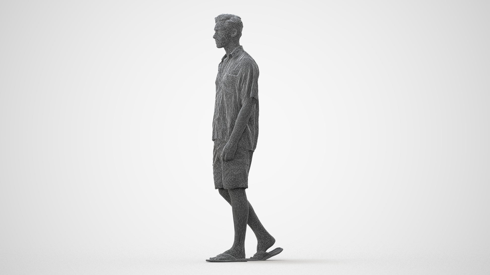scanned 3D man casual walking, photogrammetry people for Enscape and V-Ray, square thumbnail