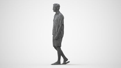 scanned 3D man casual walking, photogrammetry people for Enscape and V-Ray, square thumbnail
