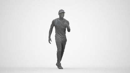 photogrammetry 3D man casual walking, realistic human model archviz FBX, wireframe back view