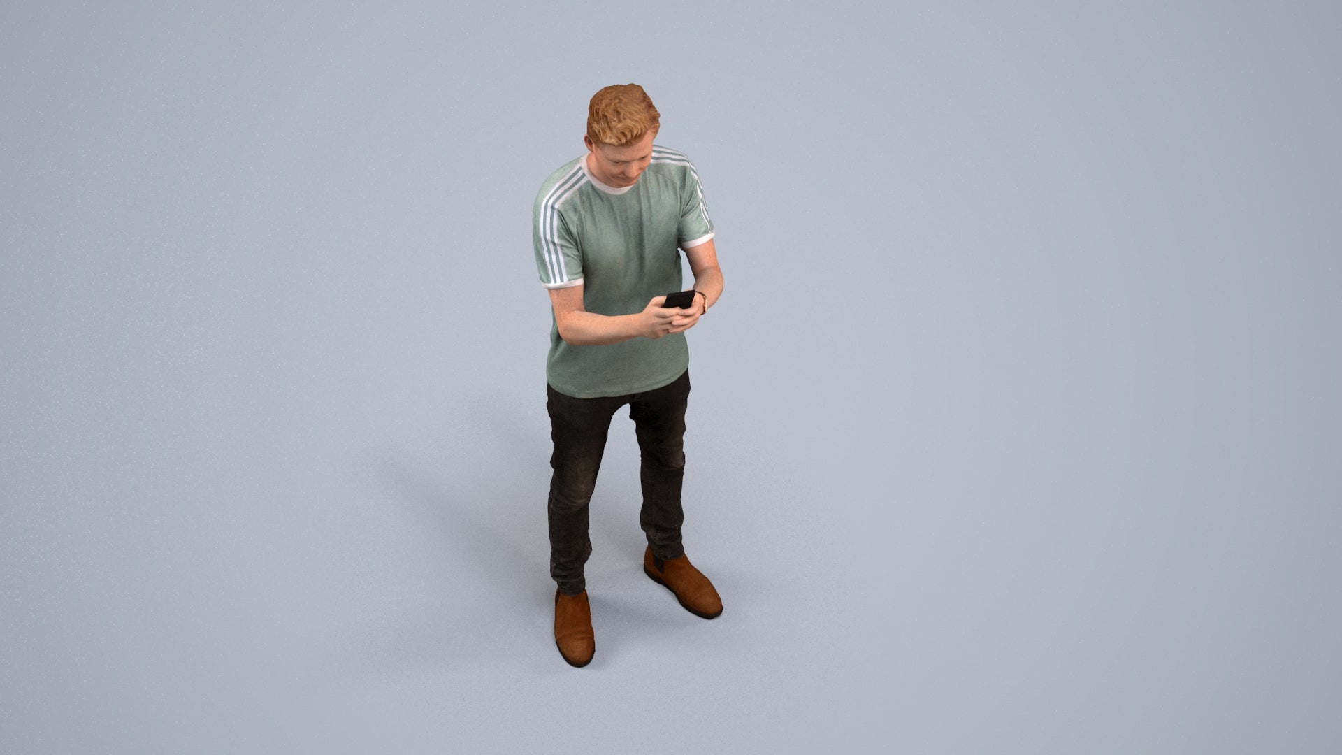 scanned 3D man casual standing, photogrammetry people for Enscape and V-Ray, back view render