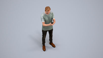 scanned 3D man casual standing, photogrammetry people for Enscape and V-Ray, back view render