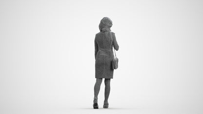 realistic 3D people woman business walking, render-ready for V-Ray and Corona, FBX OBJ, wireframe front view