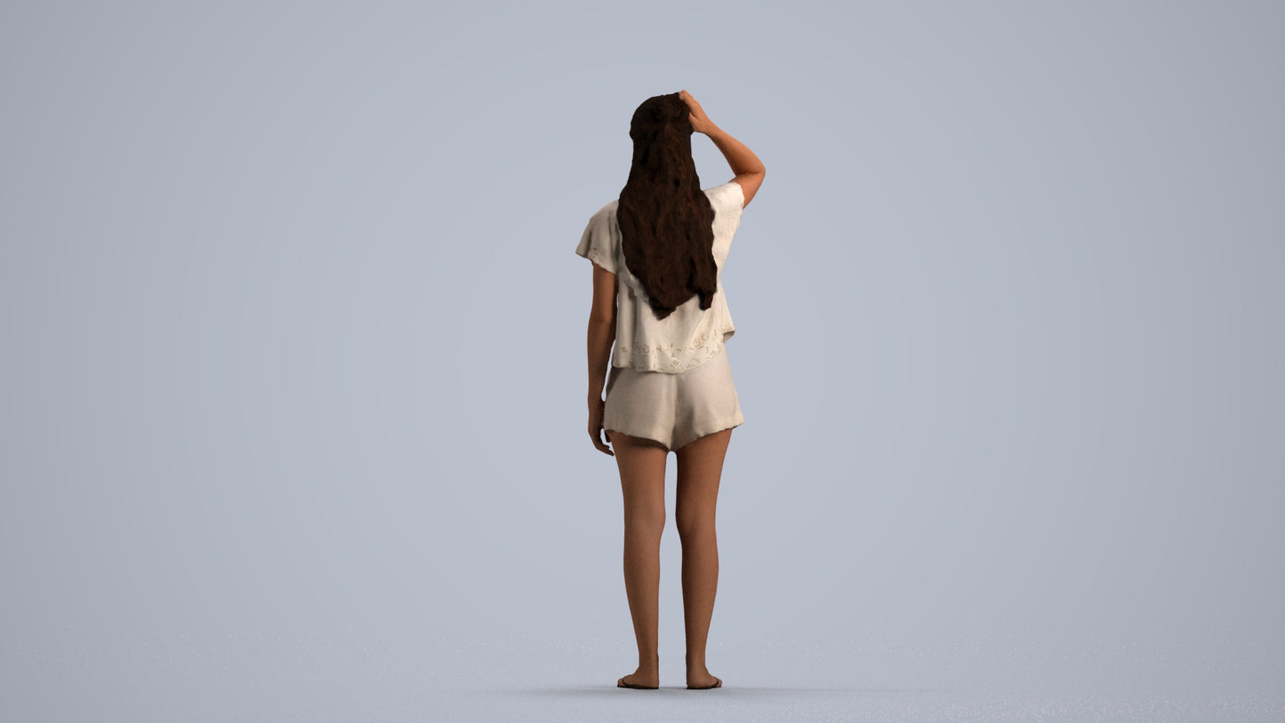 photogrammetry 3D woman casual standing, realistic human model archviz FBX, front view render