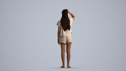 photogrammetry 3D woman casual standing, realistic human model archviz FBX, front view render