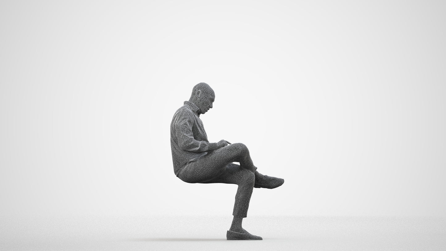 photogrammetry 3D man business kids, realistic human model archviz FBX, wireframe side view