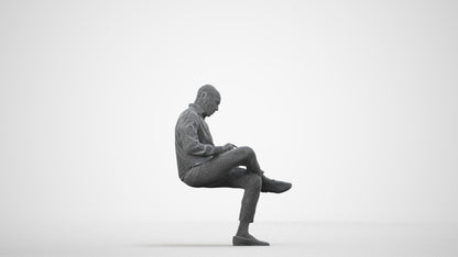 photogrammetry 3D man business kids, realistic human model archviz FBX, wireframe side view