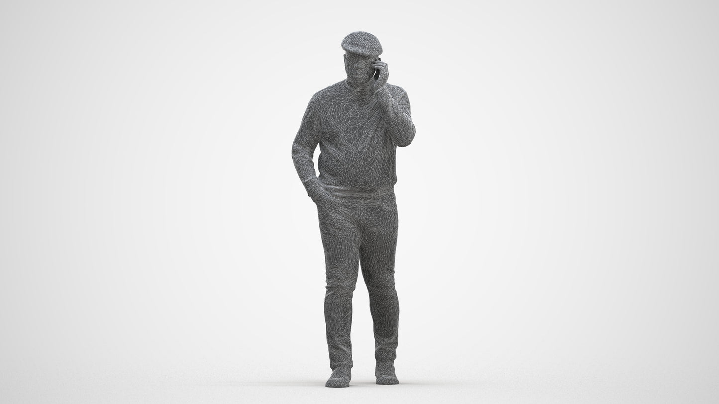 realistic 3D human man casual walking, archviz people FBX OBJ for Blender, three-quarter front view render