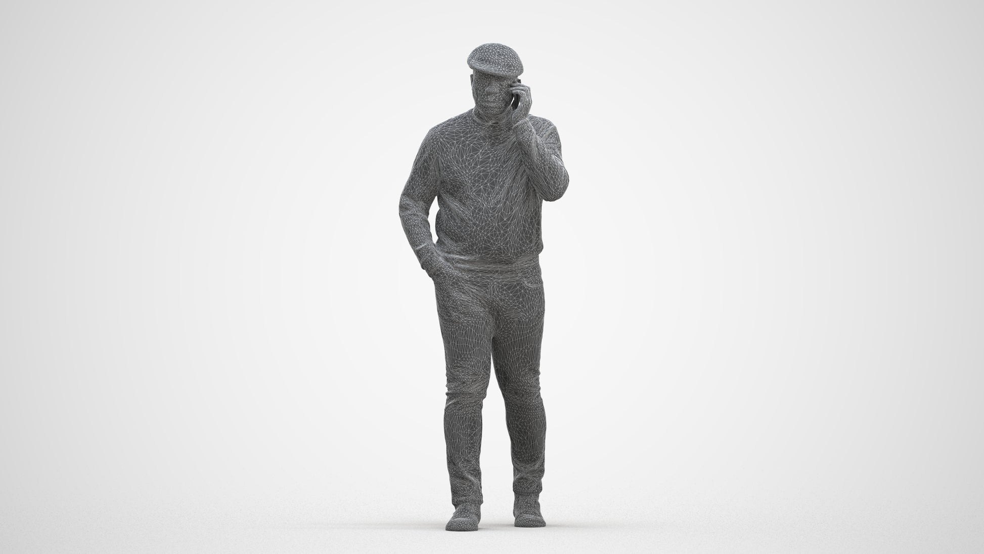 realistic 3D human man casual walking, archviz people FBX OBJ for Blender, three-quarter front view render