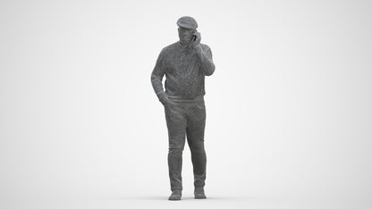 realistic 3D human man casual walking, archviz people FBX OBJ for Blender, three-quarter front view render