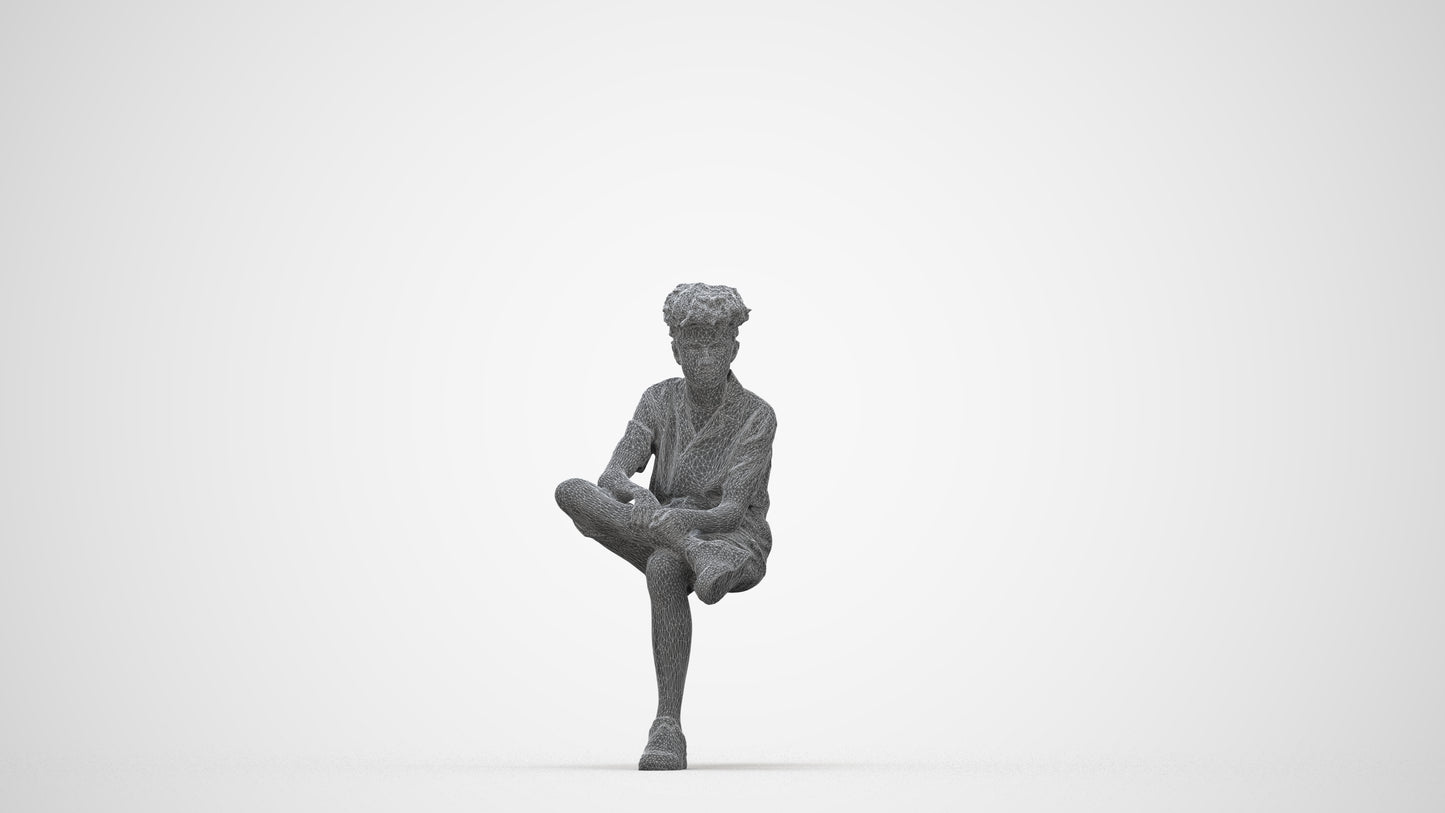scanned 3D boy casual kids, photogrammetry people for Enscape and V-Ray, wireframe back view
