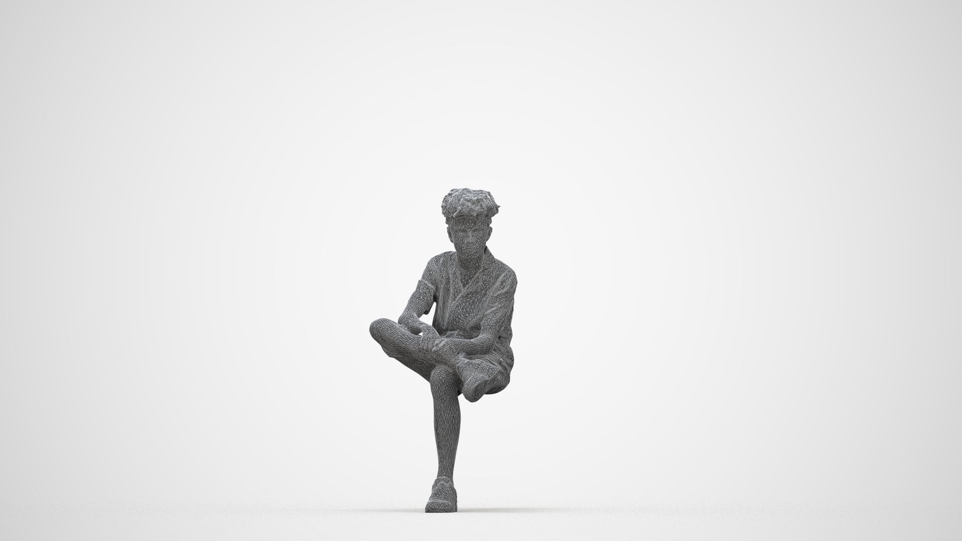 scanned 3D boy casual kids, photogrammetry people for Enscape and V-Ray, wireframe back view