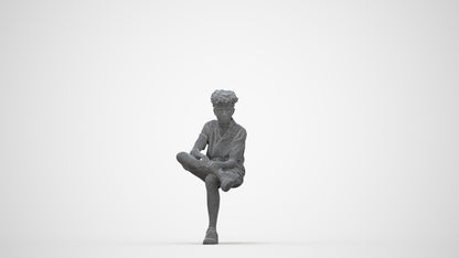 scanned 3D boy casual kids, photogrammetry people for Enscape and V-Ray, wireframe back view
