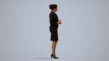 photogrammetry 3D woman hospitality, realistic human model archviz FBX, side view render