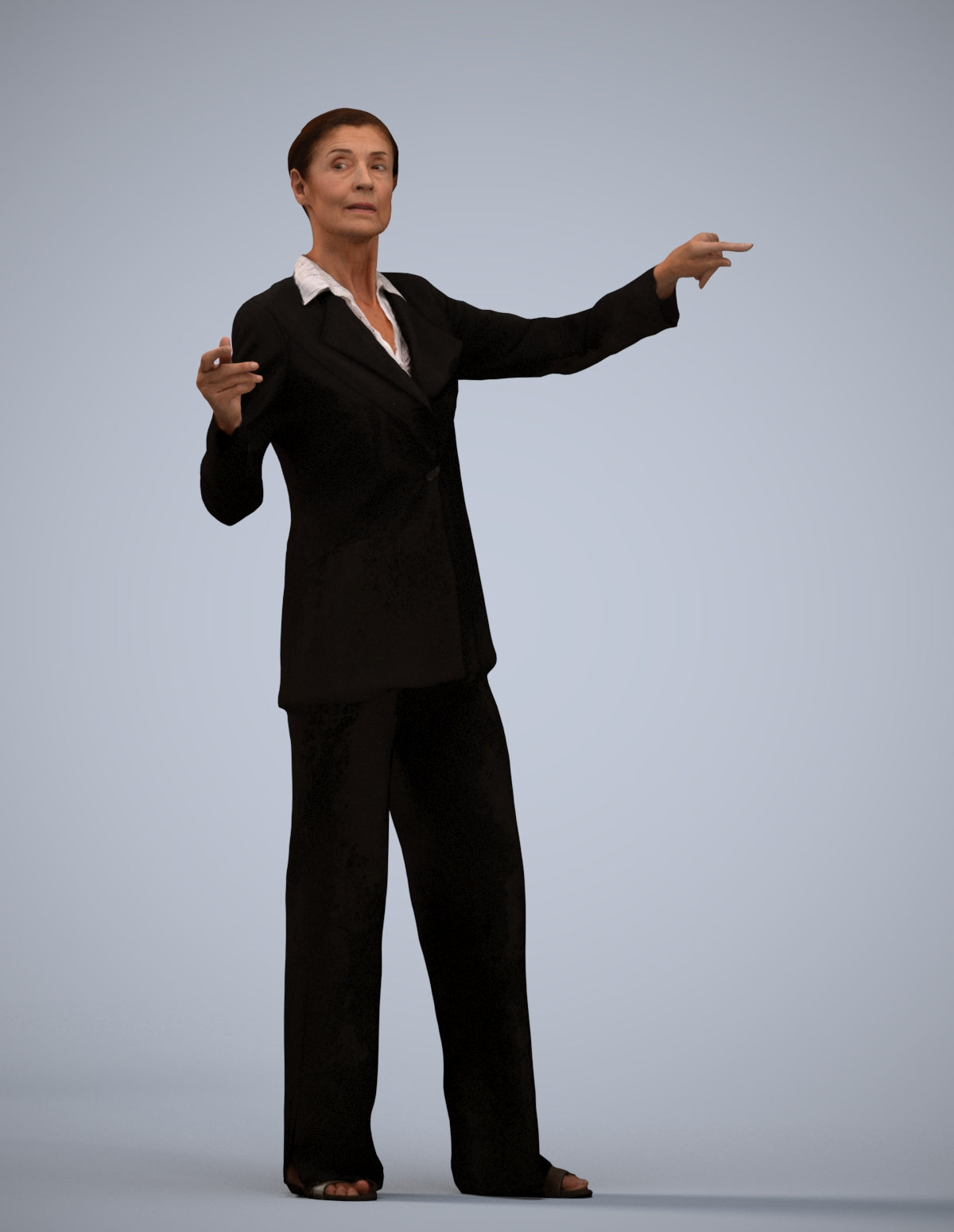 scanned 3D senior woman business, photogrammetry people for Enscape and V-Ray