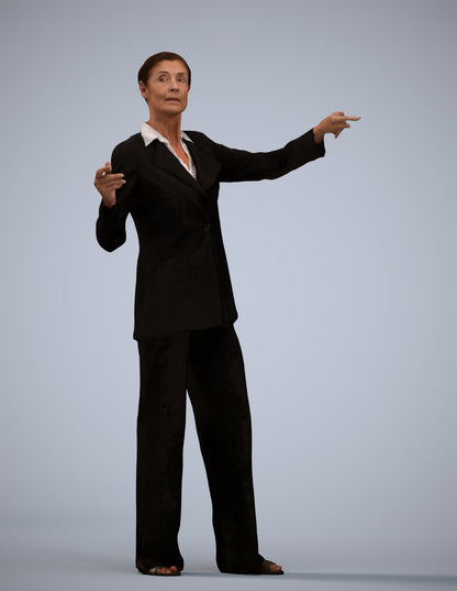 scanned 3D senior woman business, photogrammetry people for Enscape and V-Ray