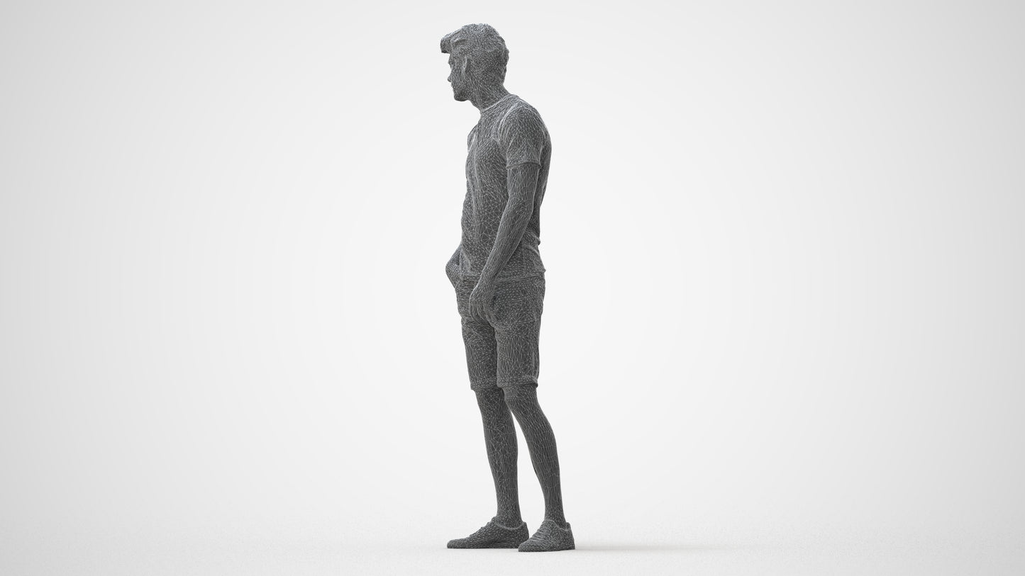 3D scanned man standing casual, photorealistic archviz people for Enscape and SketchUp, square thumbnail