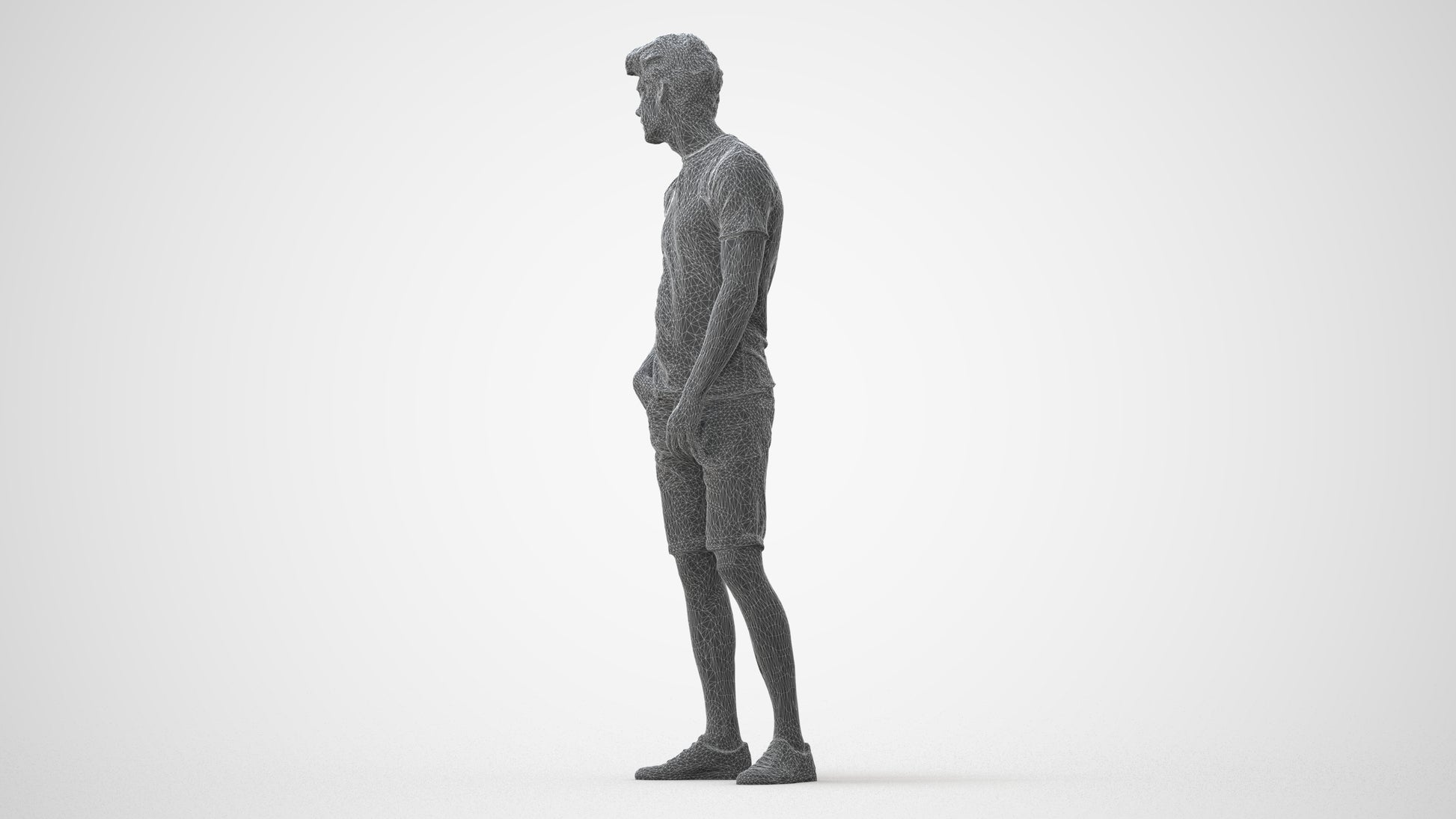 3D scanned man standing casual, photorealistic archviz people for Enscape and SketchUp, square thumbnail