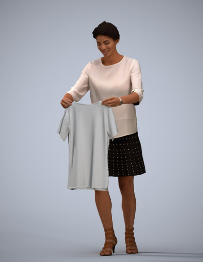 3D scanned woman bathroom casual, photorealistic archviz people for Enscape and SketchUp