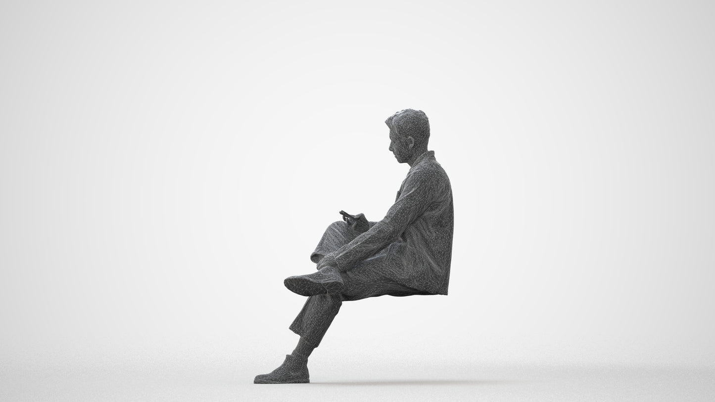 photogrammetry 3D man casual mix, realistic human model archviz FBX, three-quarter front view render