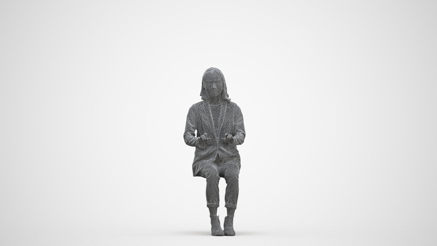 scanned 3D woman business, photogrammetry people for Enscape and V-Ray, three-quarter front view render