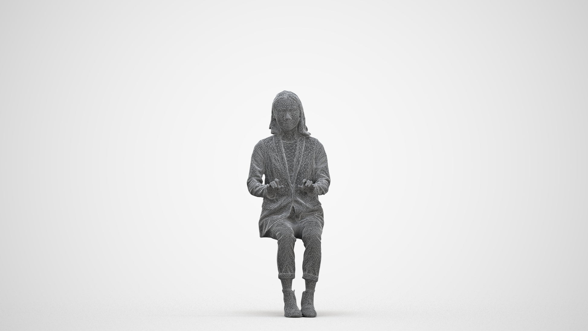 scanned 3D woman business, photogrammetry people for Enscape and V-Ray, three-quarter front view render