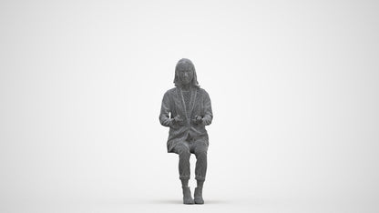 scanned 3D woman business, photogrammetry people for Enscape and V-Ray, three-quarter front view render