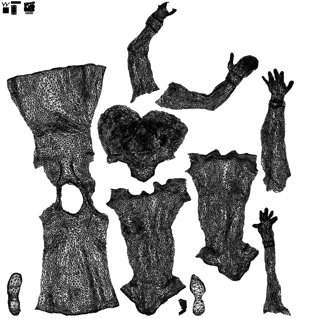 scanned 3D woman sport, photogrammetry people for Enscape and V-Ray, wireframe top-down view