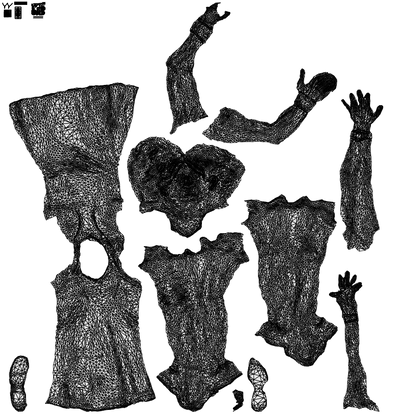 scanned 3D woman sport, photogrammetry people for Enscape and V-Ray, wireframe top-down view