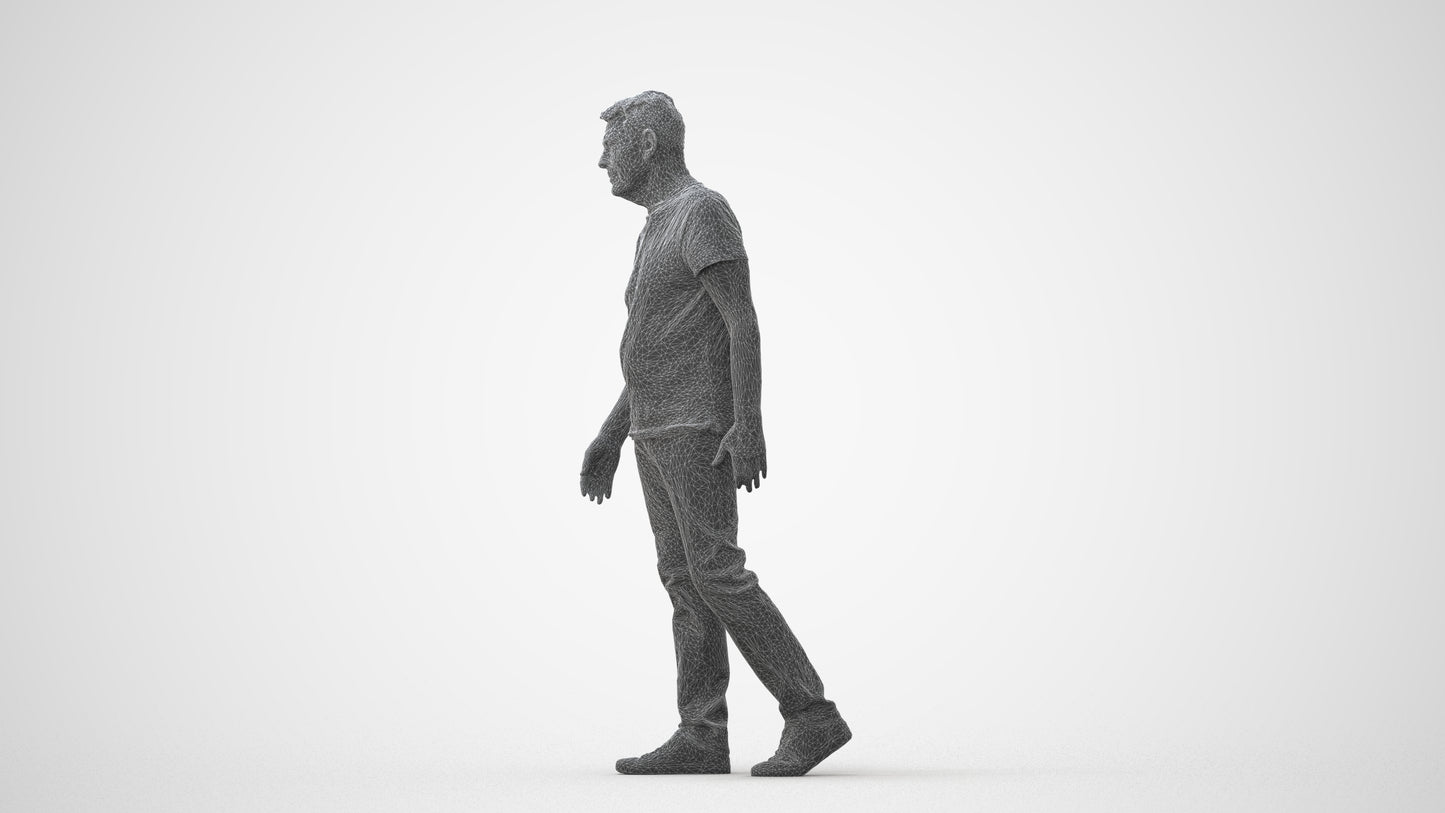 realistic 3D people senior man casual walking, render-ready for V-Ray and Corona, FBX OBJ, square thumbnail