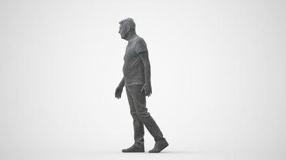 realistic 3D people senior man casual walking, render-ready for V-Ray and Corona, FBX OBJ, square thumbnail