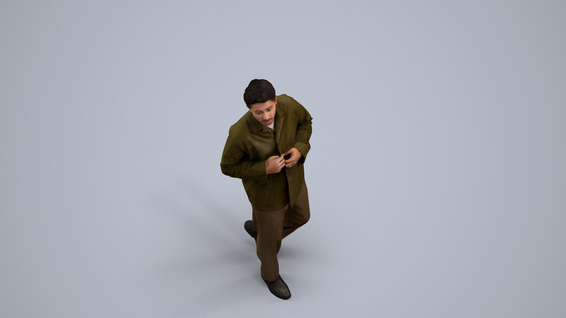 photogrammetry 3D man casual walking, realistic human model archviz FBX, back view render