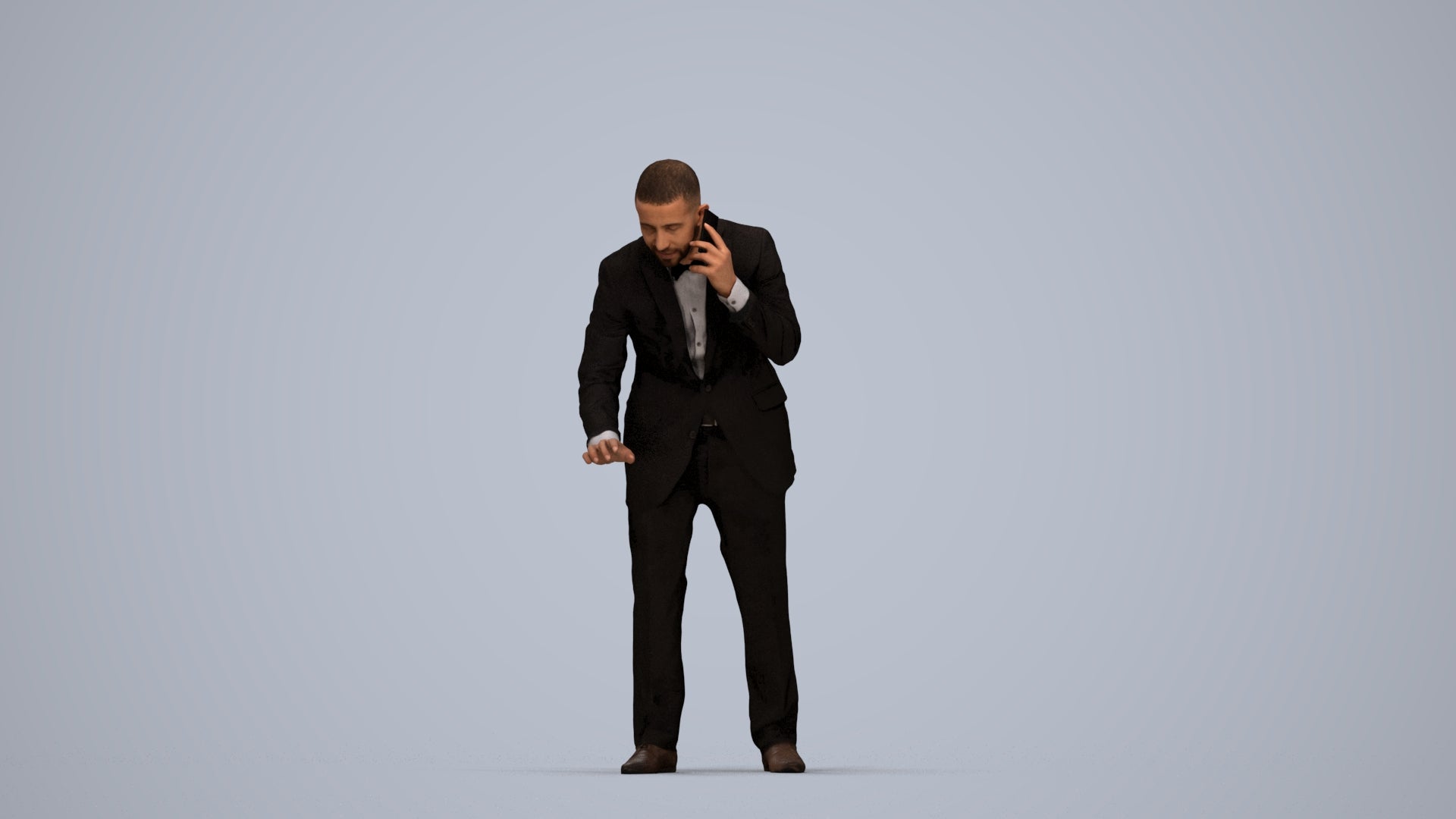 3D people model man business, scanned human for 3ds Max rendering, top-down view render