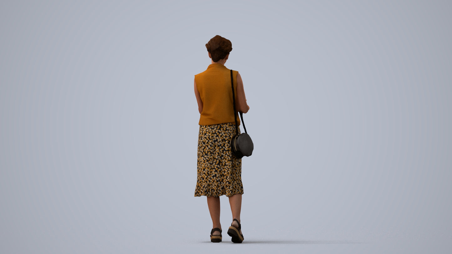 photogrammetry 3D woman casual standing, realistic human model archviz FBX, three-quarter view render