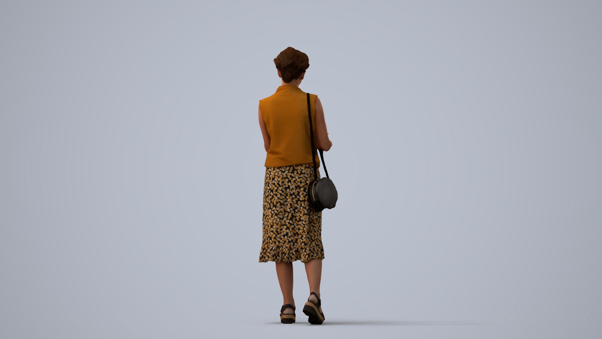 photogrammetry 3D woman casual standing, realistic human model archviz FBX, three-quarter view render