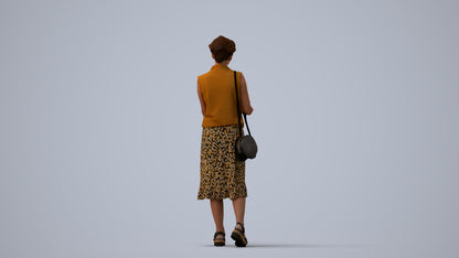 photogrammetry 3D woman casual standing, realistic human model archviz FBX, three-quarter view render