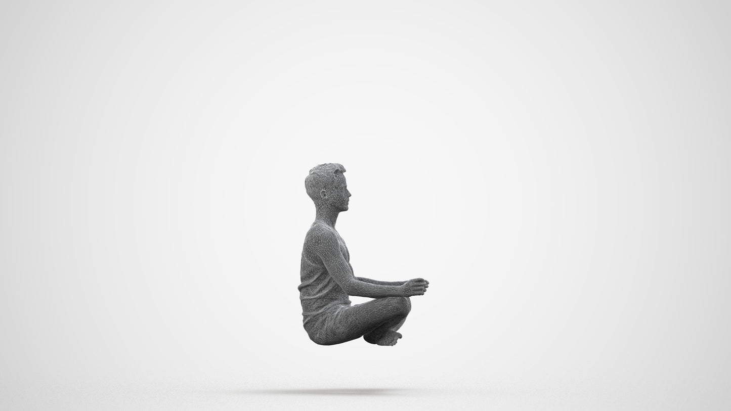 realistic 3D people man sport, render-ready for V-Ray and Corona, FBX OBJ, wireframe side view